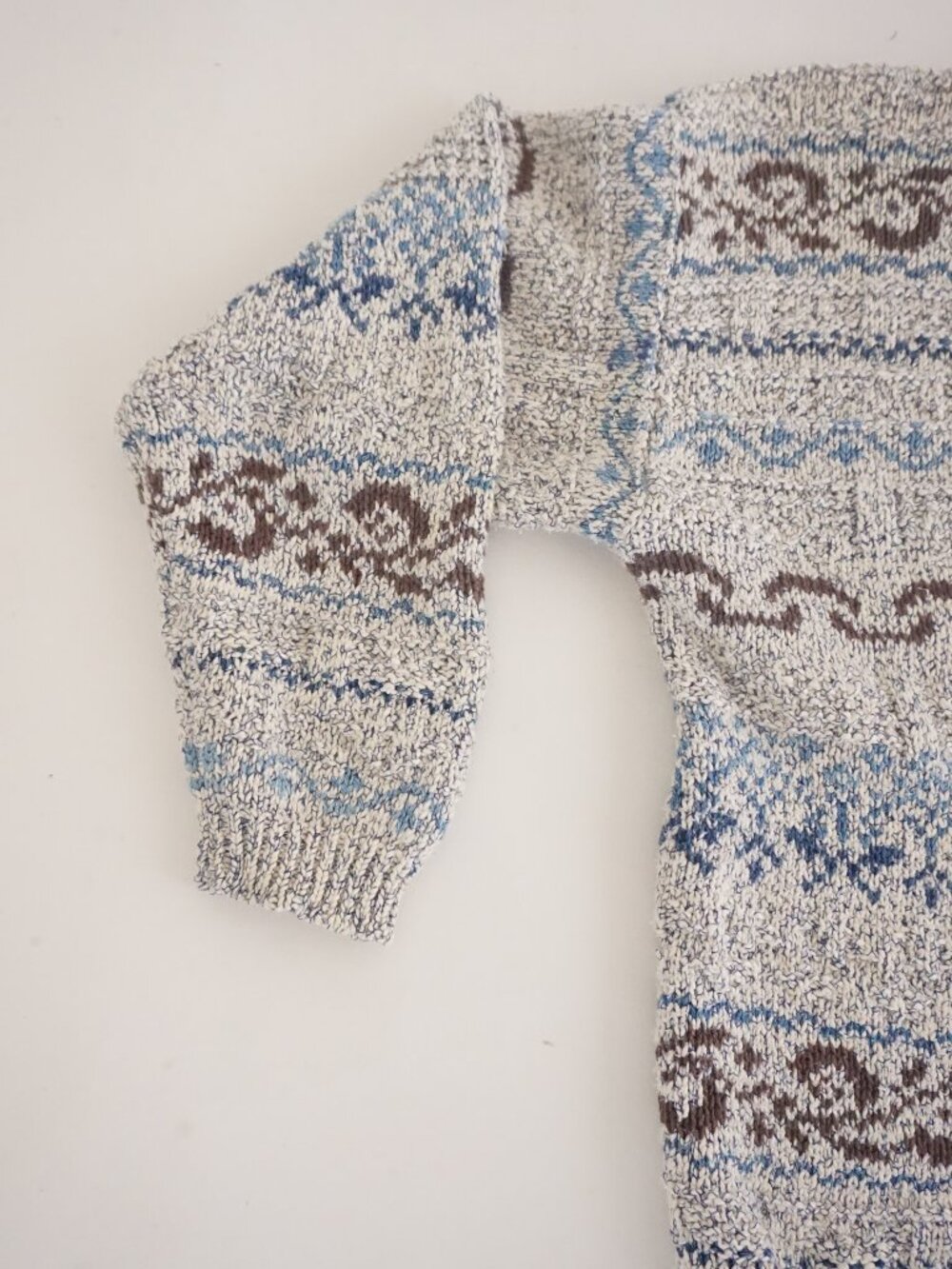 Vintage Alps Cream Blue Fair Isle Nordic Button Front Grandpa Cardigan M - Picture 8 of 9